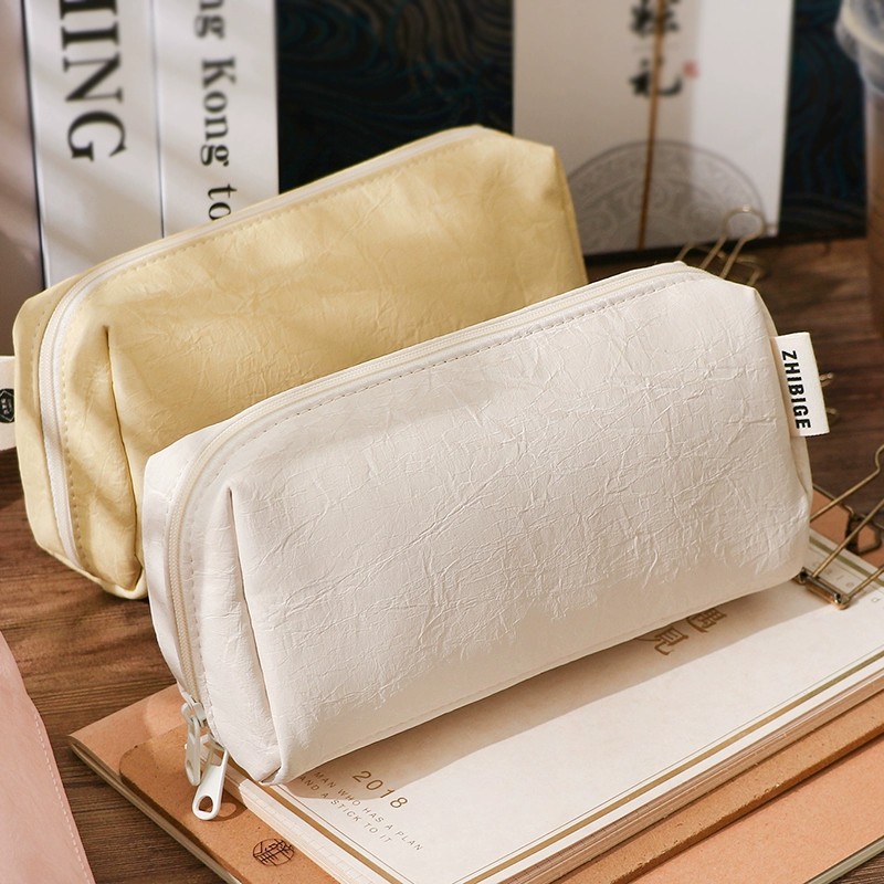 Estojo de Lápis de Couro Creme - Aesthetic Large Pencil Case Pouch avaliação e preço