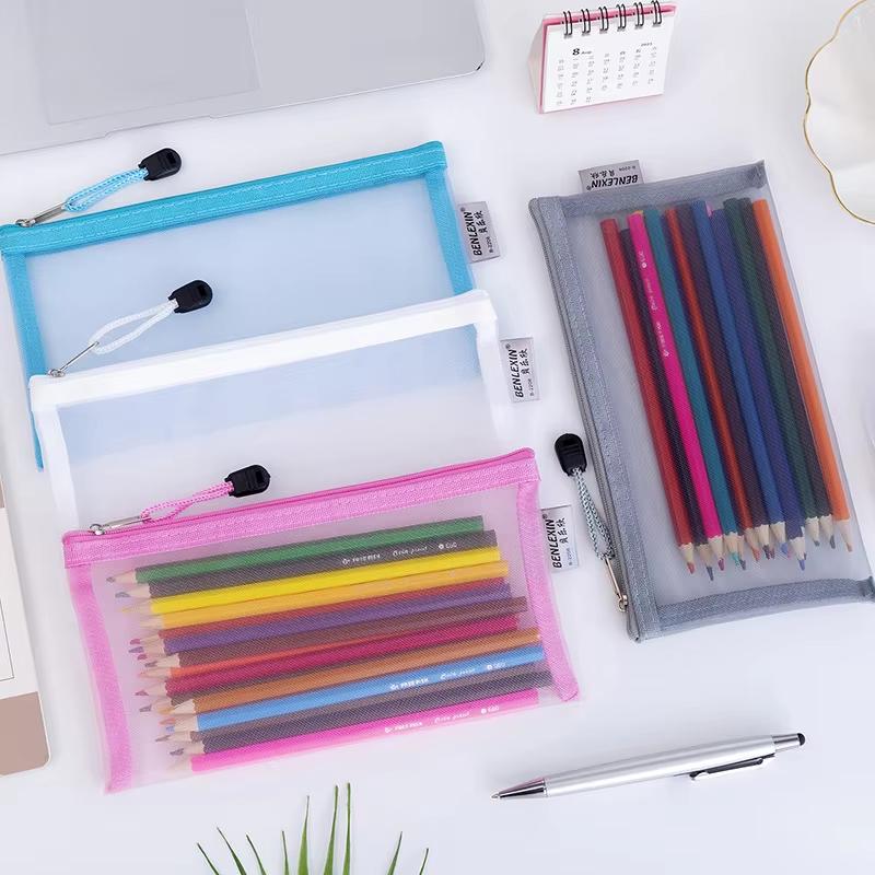 NOVO Estojo de Lápis de Malha  - Clear Mesh Pencil Pouch For Exam avaliação e preço