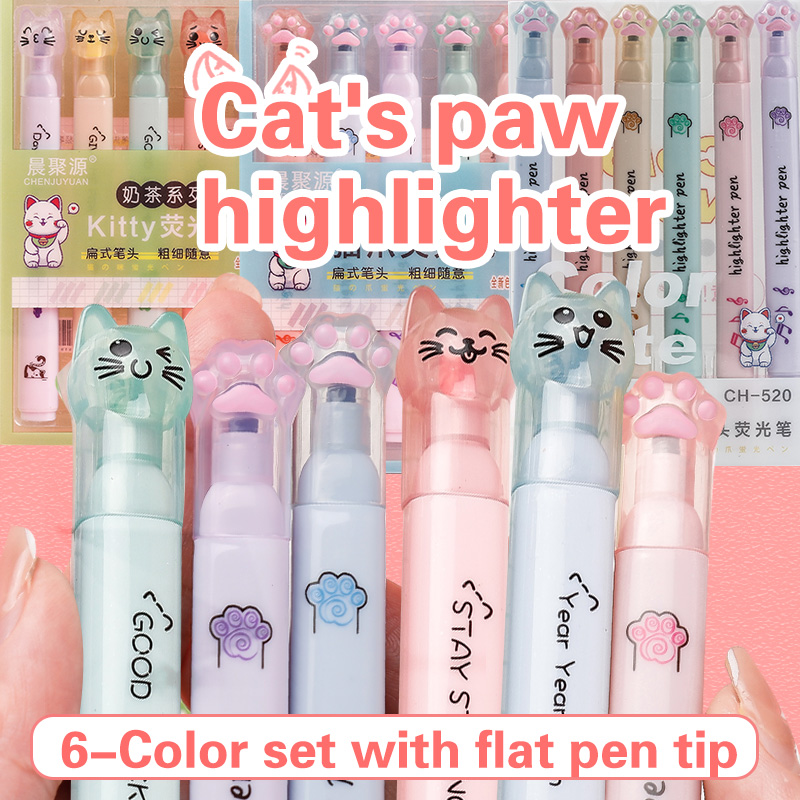 6 unidades/pacote kawaii gato  - Pastel Highlighter Set Double Ended avaliação e preço
